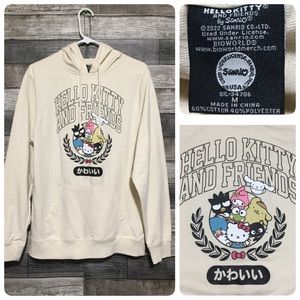 Hello Kitty & Friends Hoodie Unisex Size M Cream Pullover Lightweight
